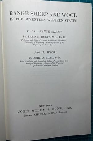 Seller image for RANGE SHEEP AND WOOL IN THE SEVENTEEN WESTERN STATES for sale by NorthStar Books