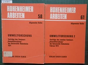 Imagen del vendedor de Umweltforschung. Vortrge des Seminars "Umweltforschung" der Universitt Hohenheim 1971. - Umweltforschung 2. Vortrge des zweiten Seminars "Umweltforschung" der Universitt Hohenheim Februar 1972. 2 Hefte. a la venta por Versandantiquariat Trffelschwein