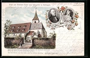 Bild des Verkufers fr Lithographie Gerlingen, Grab von Schillers Vater und Schwester zum Verkauf von Bartko-Reher