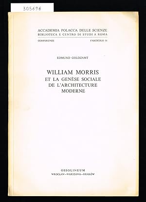 Imagen del vendedor de William Morris et la gense sociale de l'architecture moderne. a la venta por Hatt Rare Books ILAB & CINOA