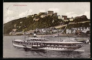 Imagen del vendedor de Ansichtskarte Koblenz a. Rhein, Dampfer Parcival passiert Festung Ehrenbreitstein a la venta por Bartko-Reher