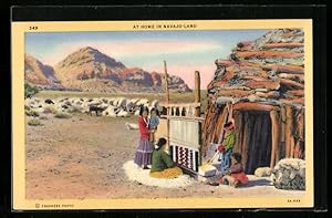 Künstler-Ansichtskarte At Home in Navajo-Land