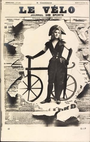 Zeitungs Ansichtskarte / Postkarte Le Velo, Journal des Sports, Junge Frau mit Fahrrad