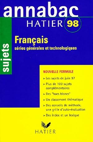 Imagen del vendedor de Fran?ais s?ries g?n?rales et technologiques, sujets 98 - B?n?dicte Boudou a la venta por Book Hmisphres