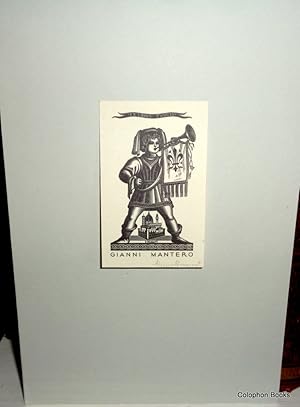 Ex-libris bookplate for Gianni Mantero. SIGNED by the engraver.