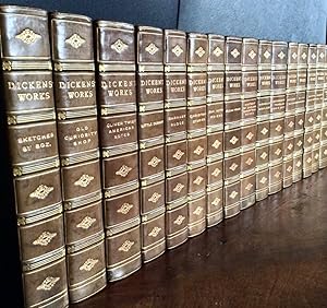 THE WORKS OF CHARLES DICKENS. THE FIRESIDE EDITION. TWENTY TWO VOLUMES BOUND INTO SEVENTEEN BOOKS