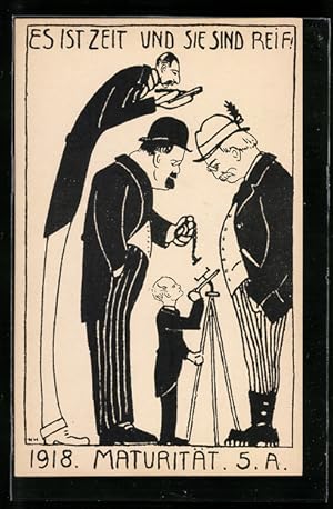 Bild des Verkufers fr Knstler-Ansichtskarte Es ist Zeit und sie sind reif!, 1918 Maturitt 5. A. zum Verkauf von Bartko-Reher