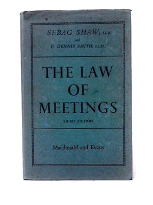 Immagine del venditore per The Law of Meetings venduto da World of Rare Books