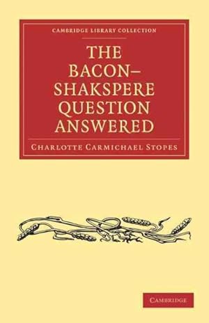 Seller image for Bacon-shakspere Question Answered for sale by GreatBookPrices