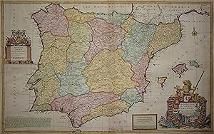 Imagen del vendedor de A New and Exact Map of Spain & Portugal Divided into its Kingdoms and Principalities & c. . . . 1711 a la venta por Kunstantiquariat Andreas Senger