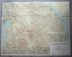 Imagen del vendedor de Large Folding Linen Backed MAP of LANCASHIRE & YORKSHIRE by Alexander Gross F.R.G.S. a la venta por Andrew Cox PBFA