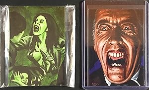 DRIVE-IN DOUBLE FEATURE : The SATANIC RITES of DRACULA & HORROR EXPRESS Signed Collectible Card Set