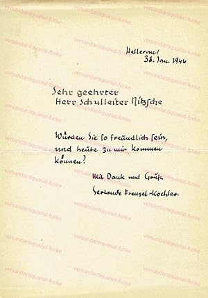 Original Autograph / Brief von Gertrude Frenzel-Koehler
