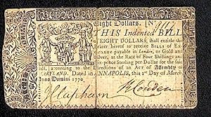 [Colonial Maryland Eight Dollar Bill]