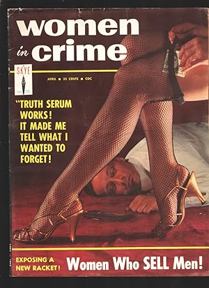 Women in Crime 4/1958-Fish net stocking & high heels photo cover -Lurid crime-violence-exploitati...