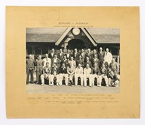 'Scotland v. Australia. Forthill, Broughty Ferry, August 4th & 5th, 1938' [a group portrait of bo...