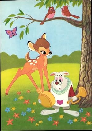 Bild des Verkufers fr Knstler Ansichtskarte / Postkarte Disney, Bambi, Vgel, Weier Hase, Alice im Wunderland zum Verkauf von akpool GmbH