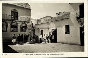 Ansichtskarte / Postkarte Exposicion Internacional de Barcelona 1929, Plaza de la Hermandad, Pueb...