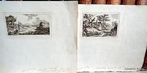 Pair of PROOF copper engravings Pastoral scenes, Fisherman and Mother & Child, both in Landscapes...