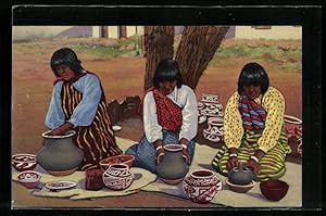 Ansichtskarte Pueblo Indian Women making Pottery