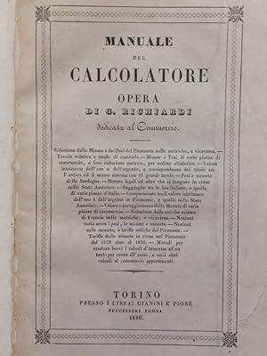 Manuale del calcolatore. Opera dedicata al commercio.