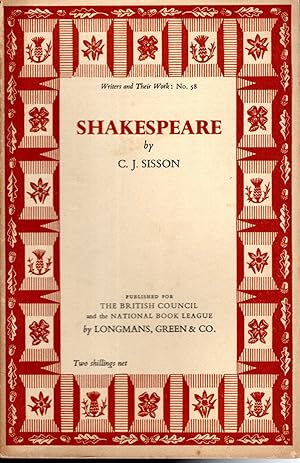 Bild des Verkufers fr Shakespeare (Writers and Their Work Series,#38) zum Verkauf von Dorley House Books, Inc.