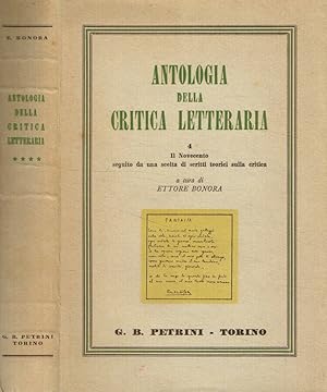 Imagen del vendedor de Antologia della critica letteraria 4 Il Novecento seguito da una scelta di scritti teorici sulla critica a la venta por Biblioteca di Babele