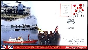Seller image for Falklands Conflict | The Argentinian (Argentinean) Invasion | Signed First Day Royal Navy Cover Stamped Envelope | 25th Anniversary of the Falklands Conflict - South Georgia Recaptured for sale by Little Stour Books PBFA Member
