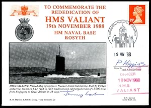 Seller image for Falklands Conflict | The Argentinian (Argentinean) Invasion | Double Signed First Day Royal Navy Cover Stamped Envelope | HMS Valiant was the second of Britain's nuclear-powered submarines, and the first of the two-unit Valiant class | To Commemorate the Rededication of HMS Valiant 19th November 1988 HM Naval Base, Rosyth for sale by Little Stour Books PBFA Member