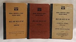 Lot of 3 Handbooks: Rules and Rates of Pay for Conductors; for Trainmen; and for Locomotive Firem...