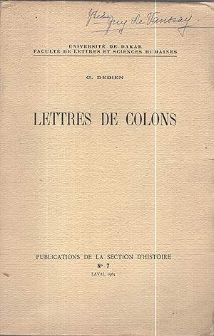 Seller image for Lettres de colons for sale by PRISCA