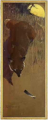 Bild des Verkufers fr Fox and feather [framed large original coloured chalk illustration]. zum Verkauf von Henry Sotheran Ltd