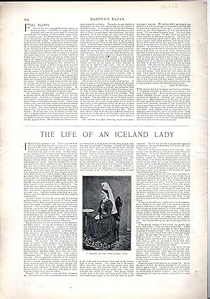 Imagen del vendedor de PRINT:: "Life of an Iceland Lady". from Harper's Bazar, August 19, 1899 a la venta por Dorley House Books, Inc.