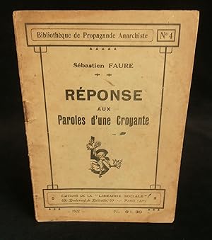 Imagen del vendedor de RPONSE AUX PAROLES D'UNE CROYANTE ( Fernande Ganeval ) . a la venta por Librairie Franck LAUNAI