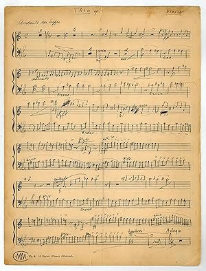 Trio op. 2, Violin. Autograph musical manuscript signed ("Leonard Bernstein").