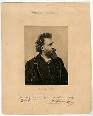 Imagen del vendedor de Portrait (Heliogravure) mit eigenh. Notenzeile, Widmung und U. a la venta por Antiquariat INLIBRIS Gilhofer Nfg. GmbH