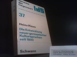 Bild des Verkufers fr Die Entwicklung neuer germanischer Kultursprachen seit 1800 [achtzehnhundert]. Sprache der Gegenwart ; Bd. 37 zum Verkauf von Der Buchecker