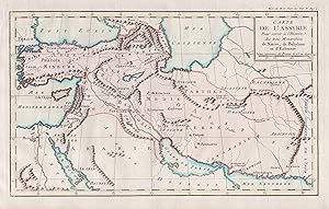 Image du vendeur pour Carte de l'Assyrie Pour servir a l'Histoire des trois Monarchiea de Ninive, de Babylone et d'Ecbatane" - Asia Minor Turkey Iran Persia Persian Gulf Black Sea Caspian Sea Persischer Golf Kaspisches Meer Schwarzes Meer Mer Noire Trkei Turquie / Karte map mis en vente par Antiquariat Steffen Vlkel GmbH