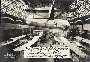 Ansichtskarte / Postkarte Berlin, Deutsche Luftkriegsbeute-Ausstellung, erbeutete Flugzeuge, I WK