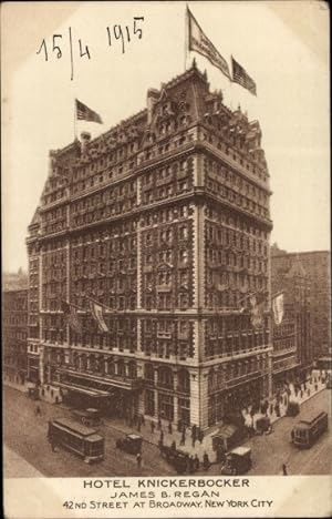 Seller image for Ansichtskarte / Postkarte New York City USA, Hotel Knickerbocker, 42nd Street, Broadway - James B. Regan for sale by akpool GmbH