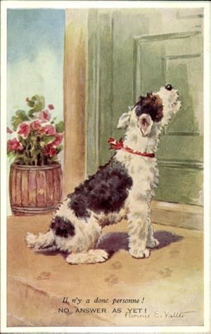Bild des Verkufers fr Knstler Ansichtskarte / Postkarte Valler, F. E., Hund bellt an der Tr, Ohne Antwort zum Verkauf von akpool GmbH