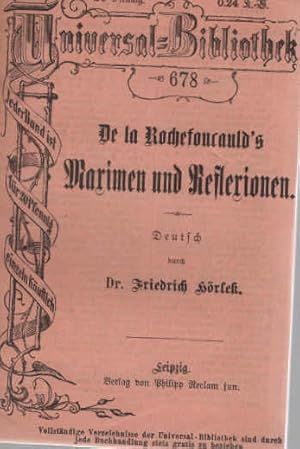 Bild des Verkufers fr Maximen und Reflexionen. de La Rochefoucauld. Dt. durch Friedrich Hrlek / Reclams Universal-Bibliothek ; Nr. 678 zum Verkauf von Schrmann und Kiewning GbR