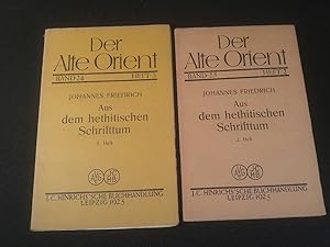 Bild des Verkufers fr Aus dem hethitischen Schrifttum. 1. und 2. Heft, bersetzungen von Keilschrifttexten aus dem Archiv von Boghazki; 2 Hefte Der Alte Orient - Band 24, Heft 3 und Band 25, Heft 2 zum Verkauf von ANTIQUARIAT Franke BRUDDENBOOKS