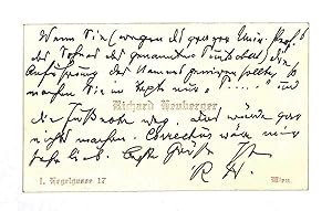 Immagine del venditore per Eigenh. beschriftete Visitenkarte mit U. R. H.". venduto da Eberhard Kstler Autographen&Bcher oHG