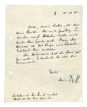 Imagen del vendedor de Eigenh. Brief mit U. "W.B.". a la venta por Eberhard Kstler Autographen&Bcher oHG