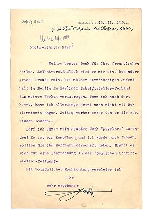 Imagen del vendedor de Masch. Brief mit eigenh. U. a la venta por Eberhard Kstler Autographen&Bcher oHG