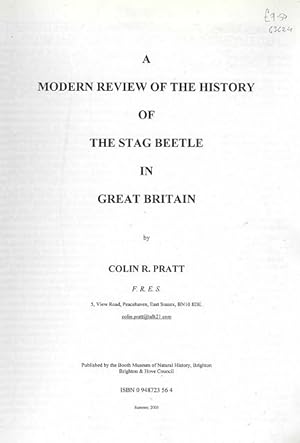 Imagen del vendedor de A Modern Review of the History of the Stag Beetle in Great Britain. a la venta por C. Arden (Bookseller) ABA