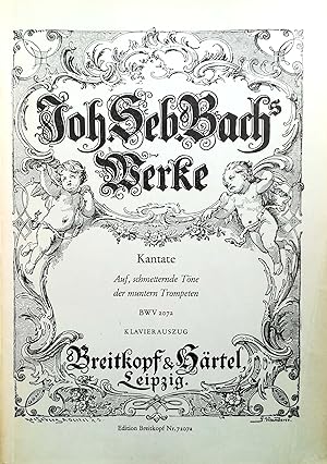 Bild des Verkufers fr BWV 207a. Auf, schmetternde Tne der muntern Trompeten. Dramma per musica zum Namenstag des Knigs August III., Kurfrsten von Sachsen, fr Sopran, Tenor, Ba; vierstimmigen Chor; Flauto traverso I/II, Oboe damore I/II, Taille (Oboe da caccia); Tromba I/II/III, Timpani; Violino I/II, Viola; Basso continuo. Klavierauszug von Bernhard Todt. (= Johann Sebastian Bachs Werke). zum Verkauf von Versandantiquariat Ruland & Raetzer