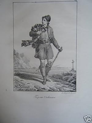 LITHOGRAPHIE DE LECOMTE 1818 PAYSAN VALENCIEN ESPAGNE