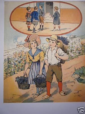 CHROMOLITHOGRAPHIE EN COULEUR - VENDANGES - 20ème